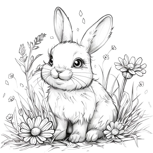 Dibujo de conejos kawaii para colorear