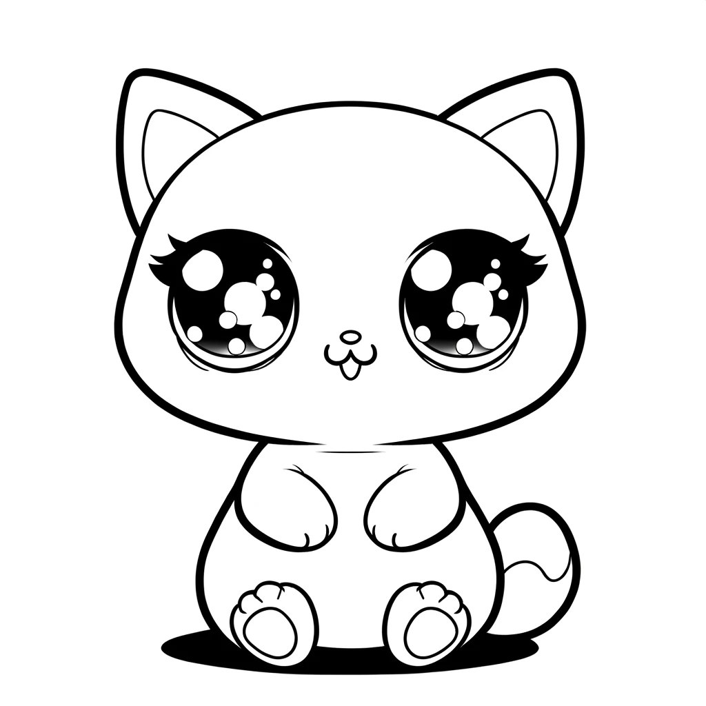 Dibujo de gato kawaii para colorear