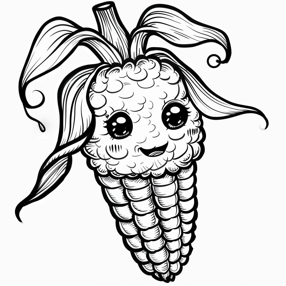 Dibujo de maíz kawaii para colorear