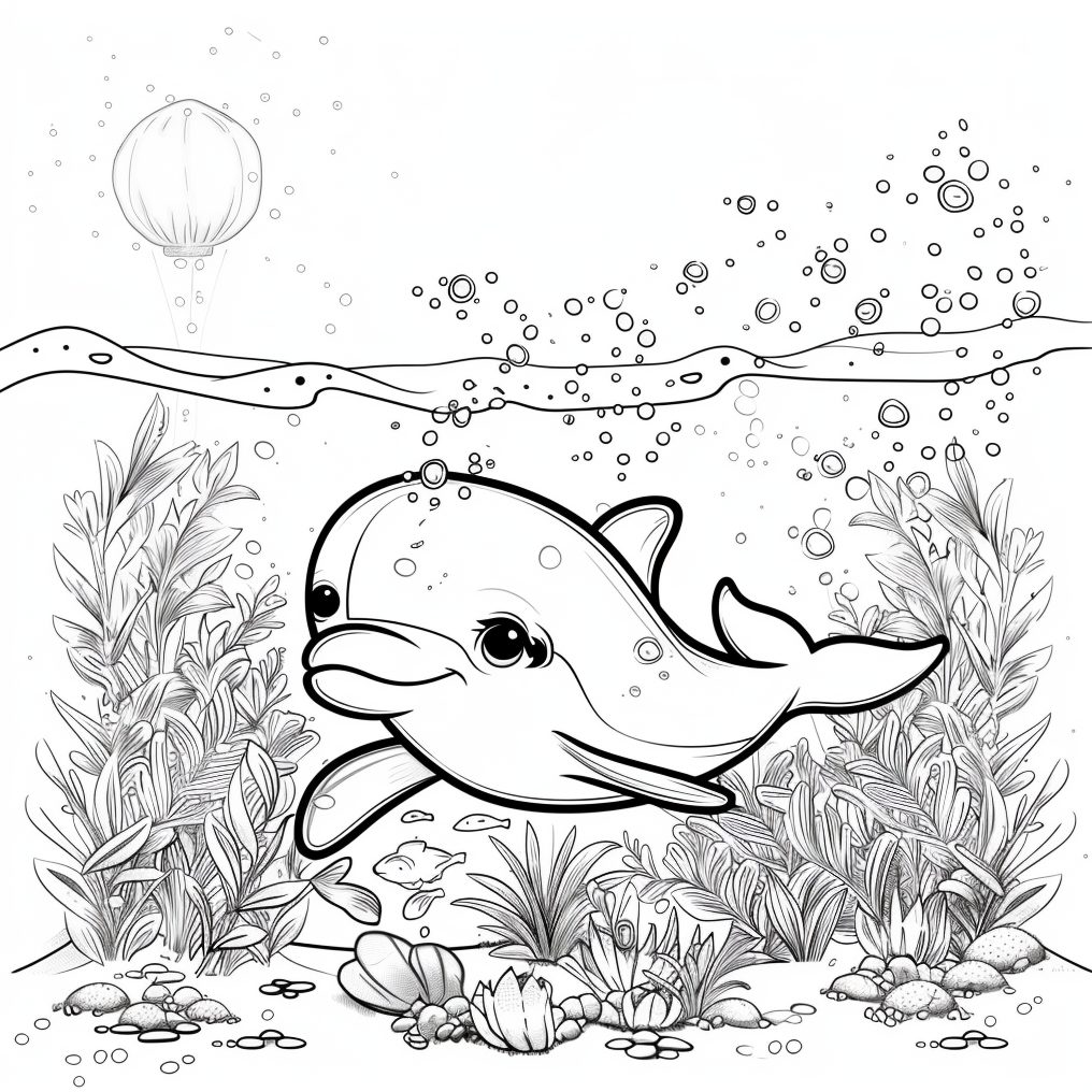 Dibujos de delfines kawaii para colorear