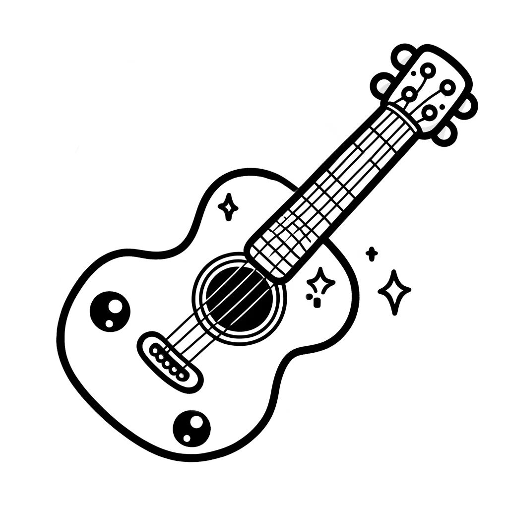 Dibujos de guitarras kawaii para colorear