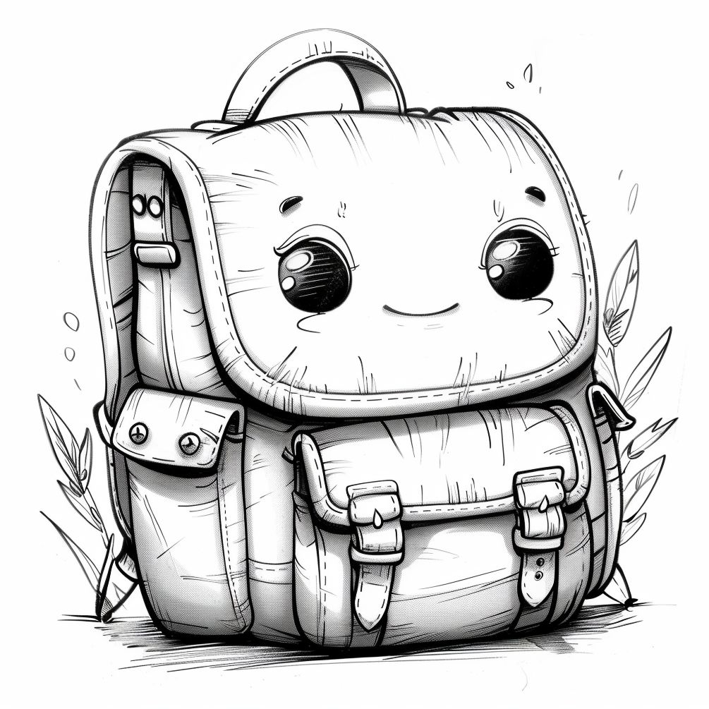 Dibujos de mochila kawaii para colorear