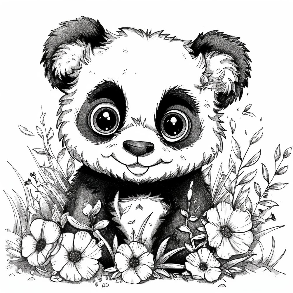 Dibujos de pandas para colorear kawaii