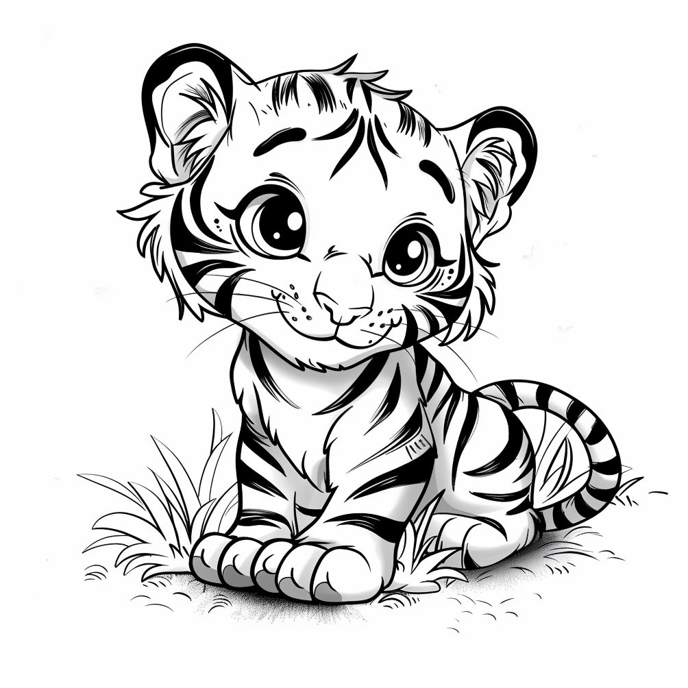 Dibujos de tigres kawaii para colorear