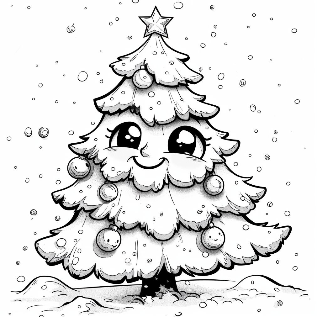 Dibujos kawaii de árbol de navidad