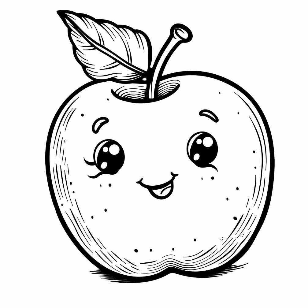 Dibujos kawaii de manzanas para colorear