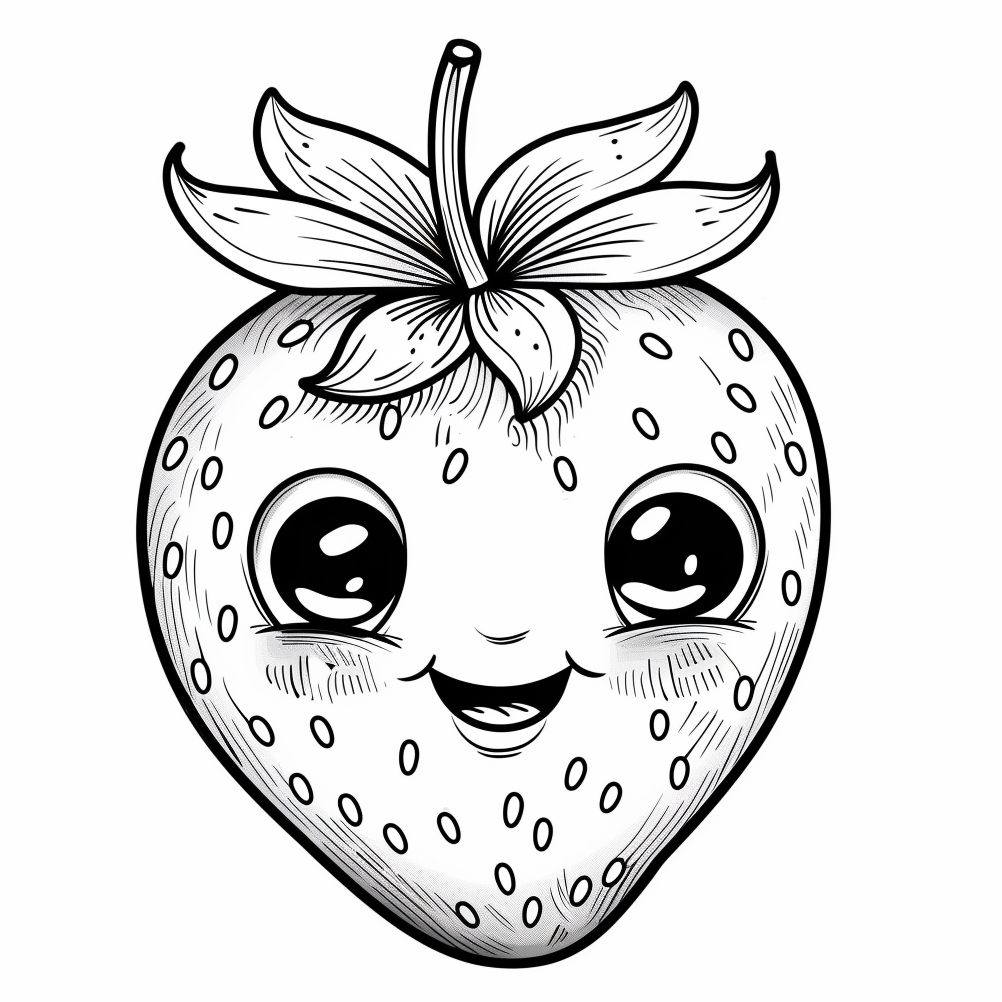 Dibujos para colorear de fresas kawaii