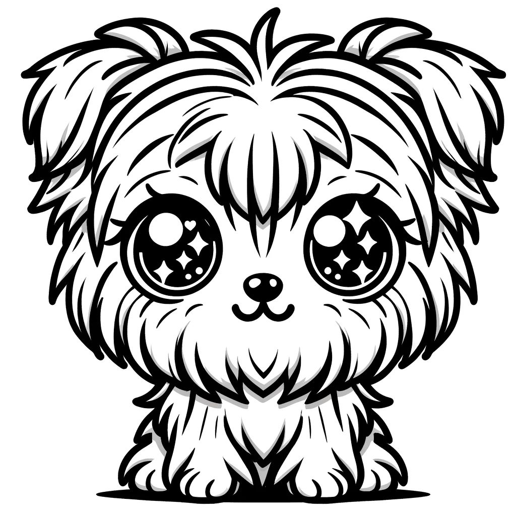 dibujos de perros yorkshire kawaii para colorear