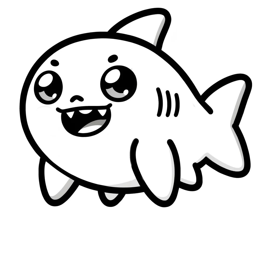 Dibujos de tiburones kawaii para colorear