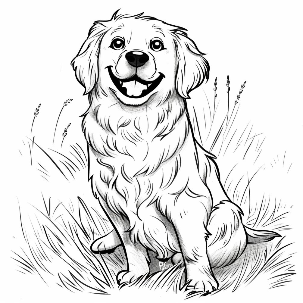 Dibujos kawaii para colorear de perro Golden Retriever