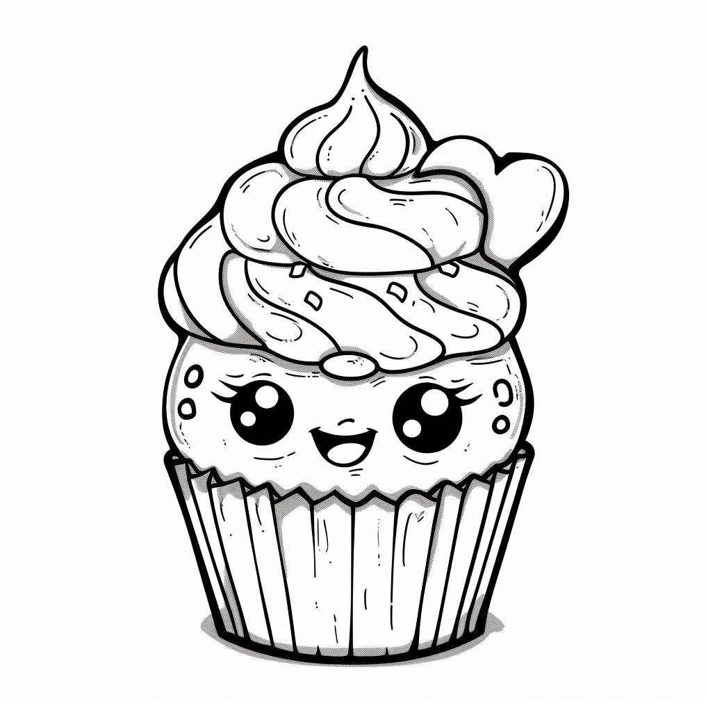 dibujos de cupcakes kawaii para colorear