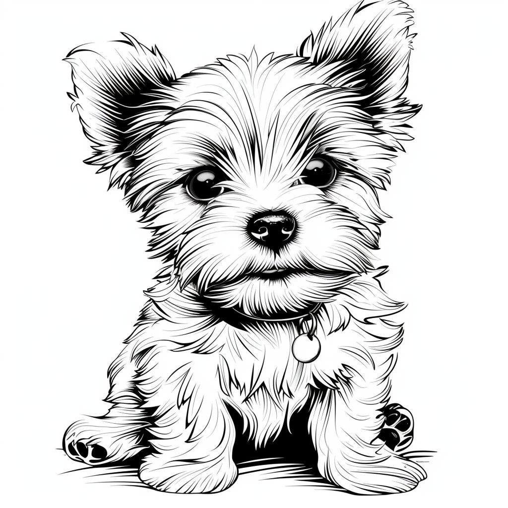 dibujos para colorear kawaii de yorkshires perros