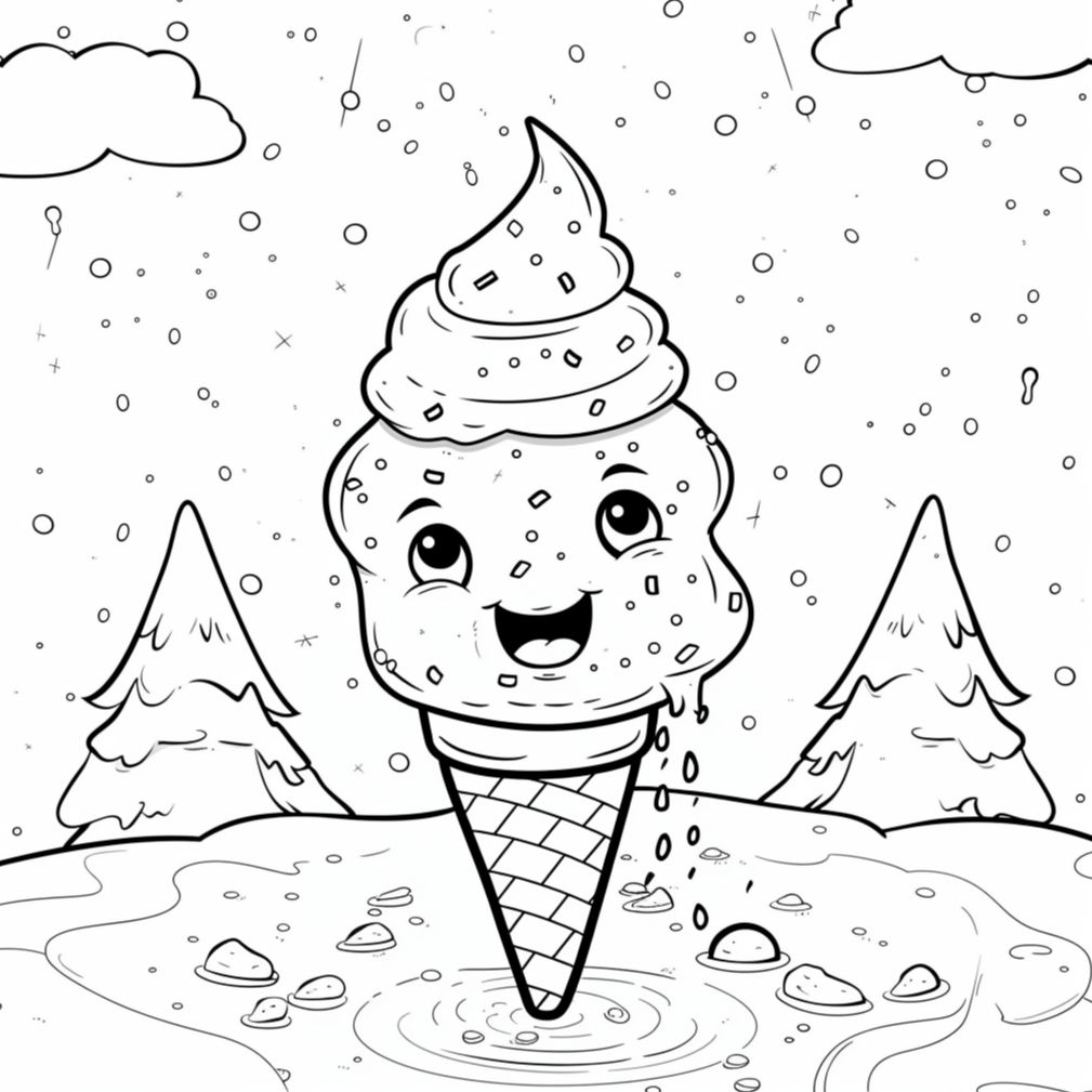 dibujos para colorear de helados kawaii