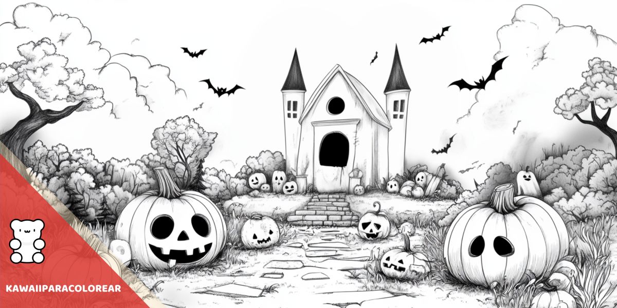 Dibujos de Halloween kawaii para colorear