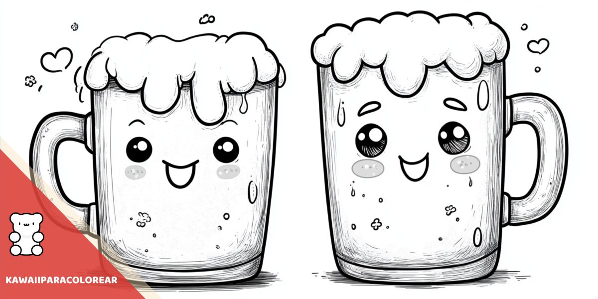 Dibujos de bebidas kawaii para colorear