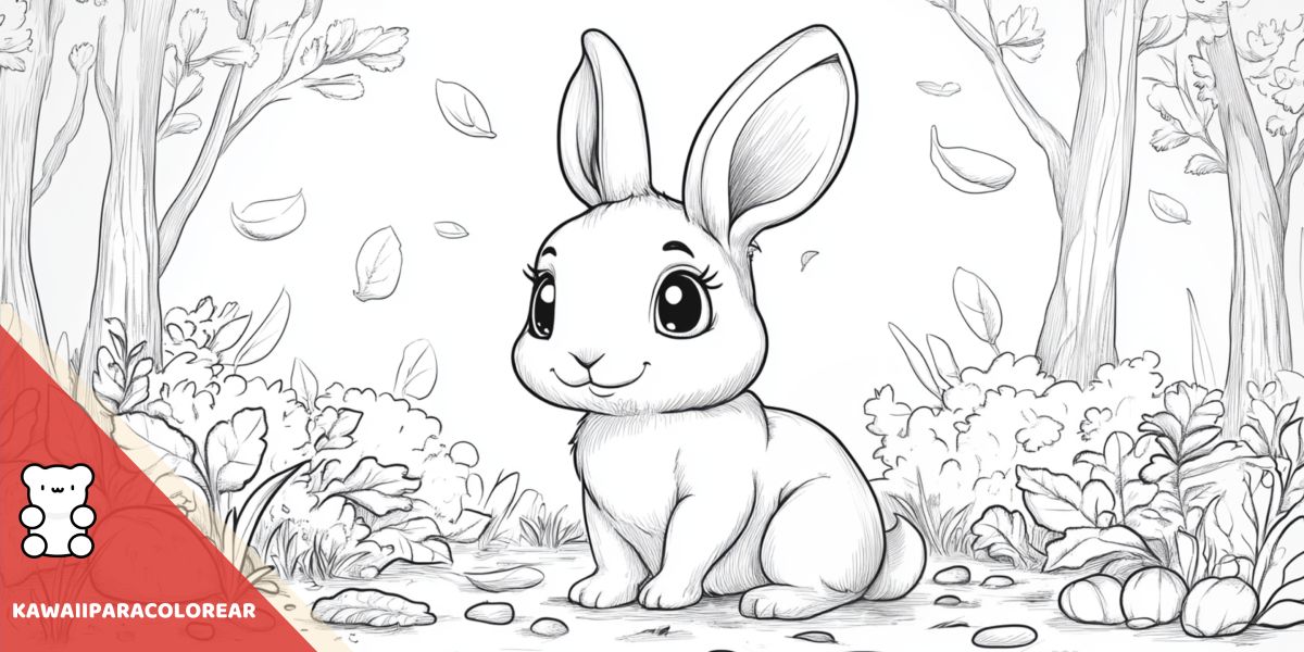 Dibujos de conejos kawaii para colorear