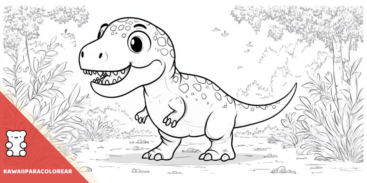 Dibujos de dinosaurios kawaii para colorear