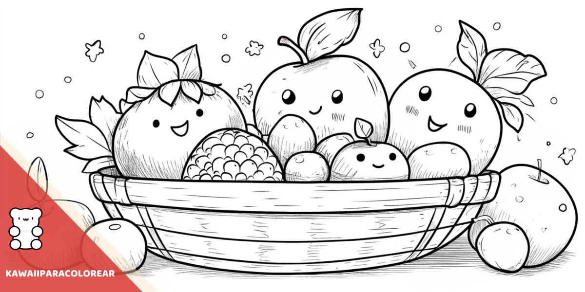 Dibujos de frutas kawaii para colorear