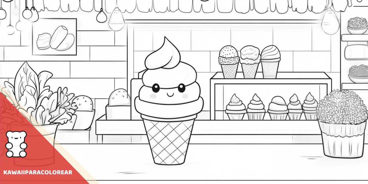 Dibujos de helados kawaii para colorear