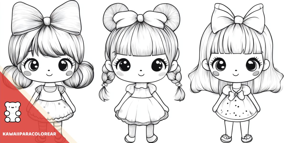 Dibujos de muñecas kawaii para colorear