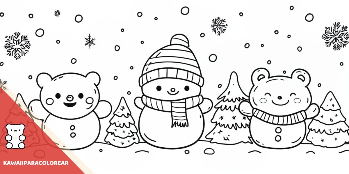 Dibujos de navidad kawaii para colorear