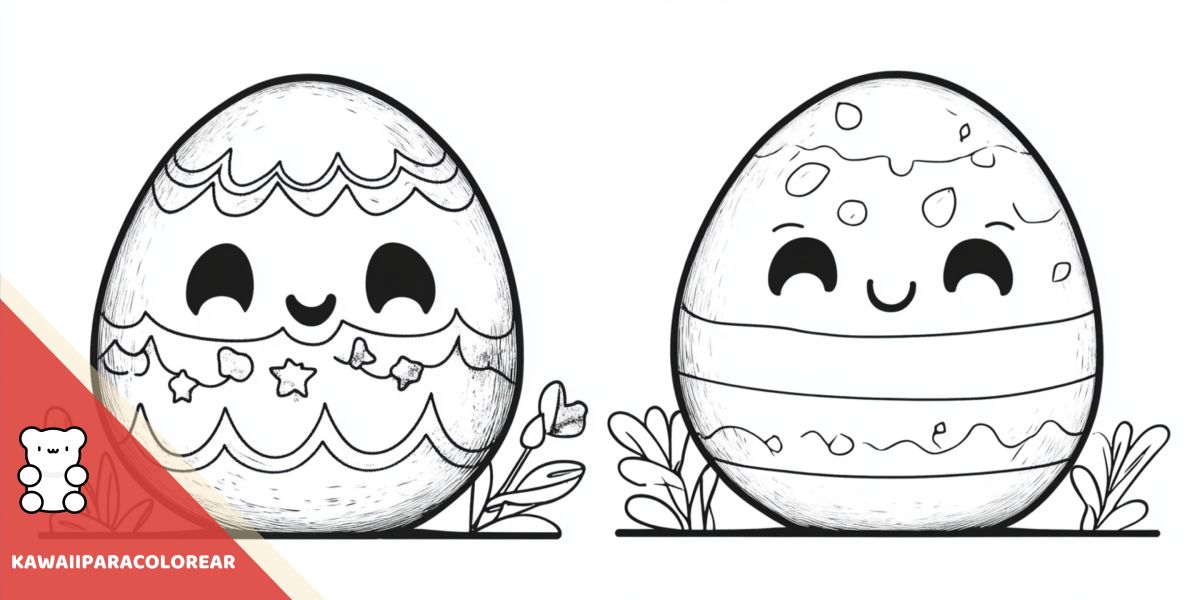 Dibujos de pascua kawaii para colorear