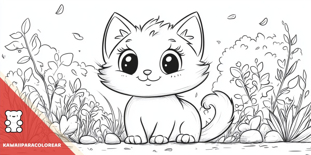 Dibujos gatos kawaii para colorear