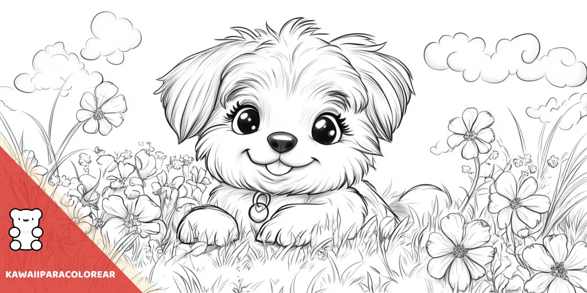 Dibujos kawaii de perros para colorear