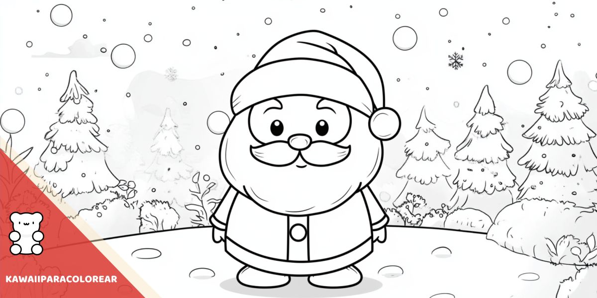 Dibujos de Papá Noel kawaii para colorear