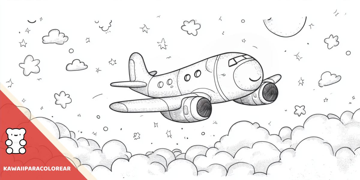 Dibujos de aviones kawaii para colorear