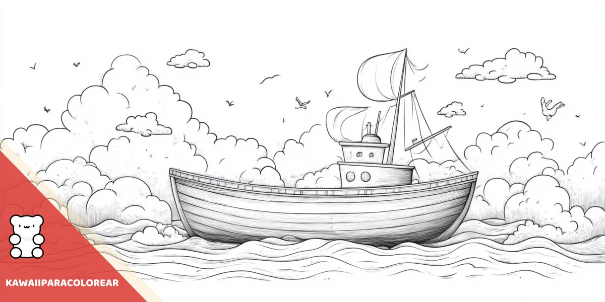 Dibujos de barcos kawaii para colorear