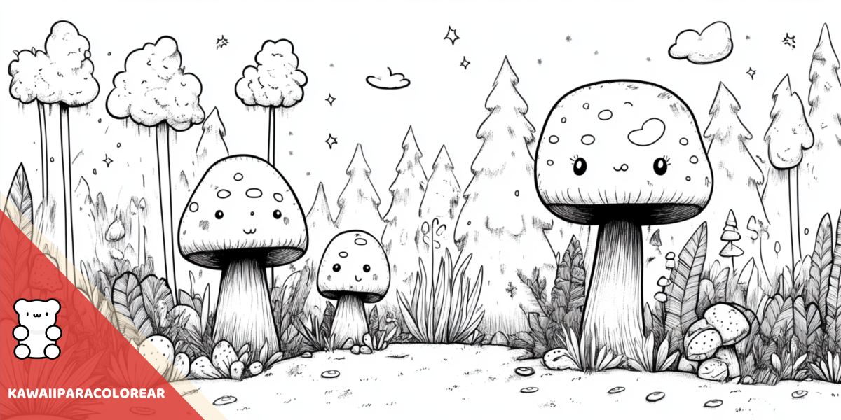 Dibujos de bosques kawaii para colorear