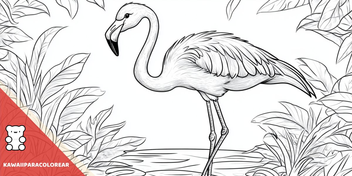 Dibujos de flamencos kawaii para colorear