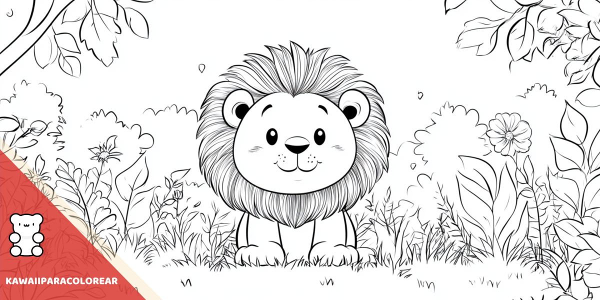 Dibujos de leones kawaii para colorear