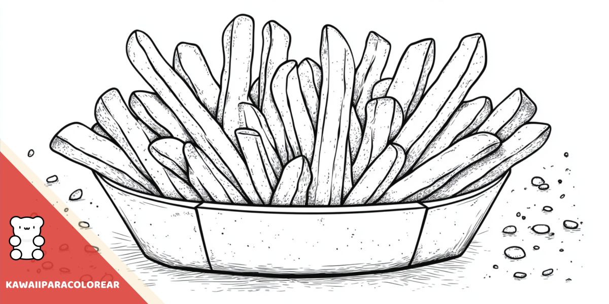 Dibujos de patatas fritas kawaii para colorear