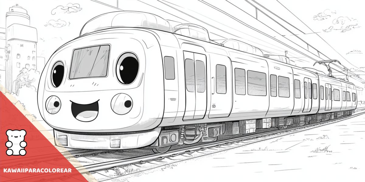 Dibujos de trenes kawaii para colorear