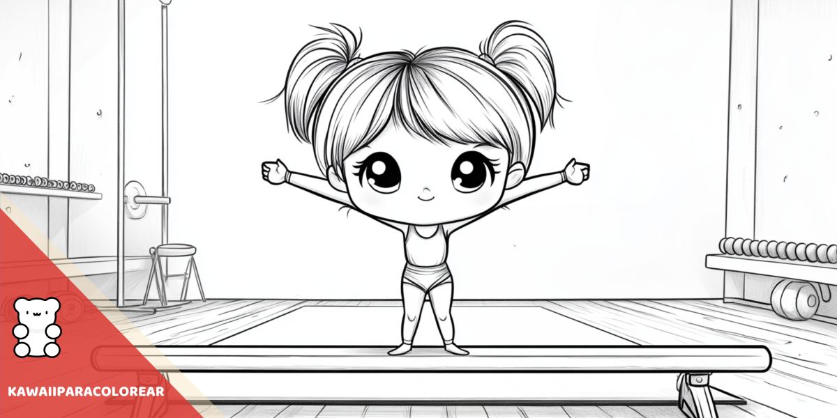 Dibujos kawaii de gimnasia para colorear