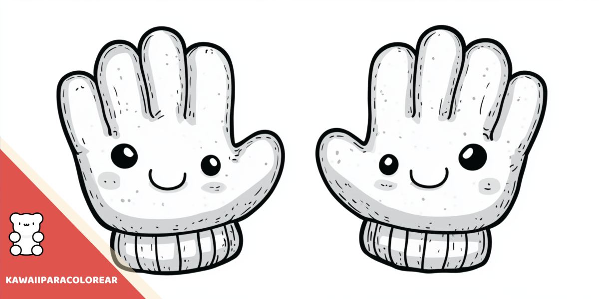 Dibujos kawaii de guantes para colorear