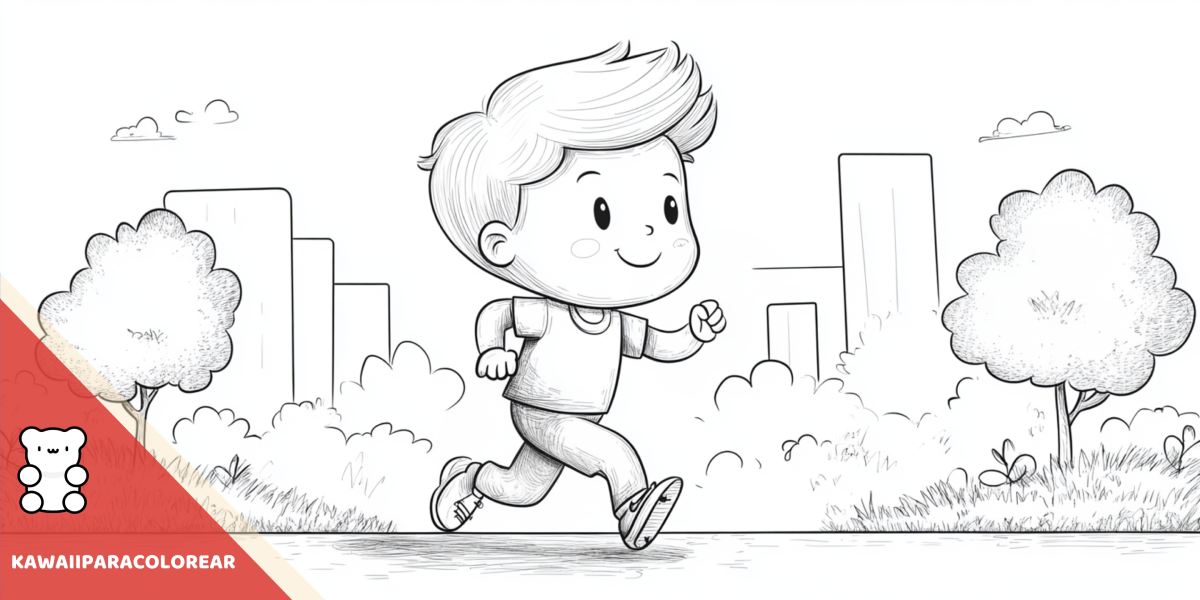 Dibujos kawaii para colorear de atletismo