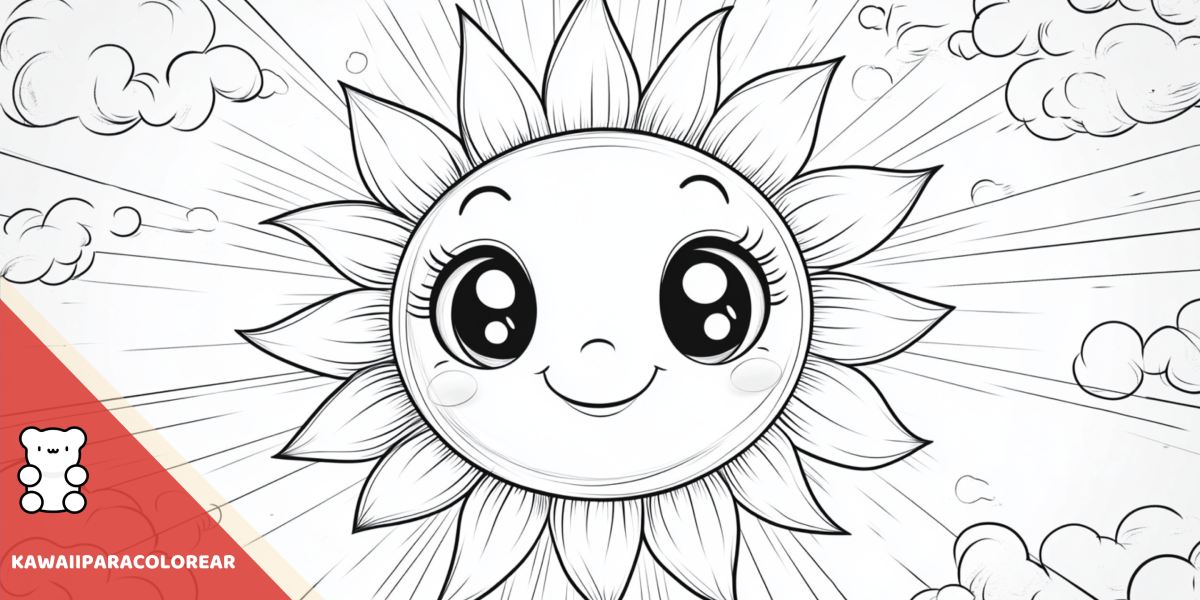 Dibujos para colorear de sol kawaii