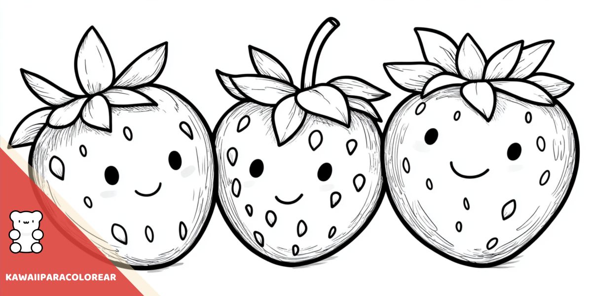 Dibujos para colorear de fresas kawaii